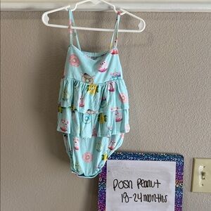 Posh Peanut Light Blue Ruffled Kids Romper